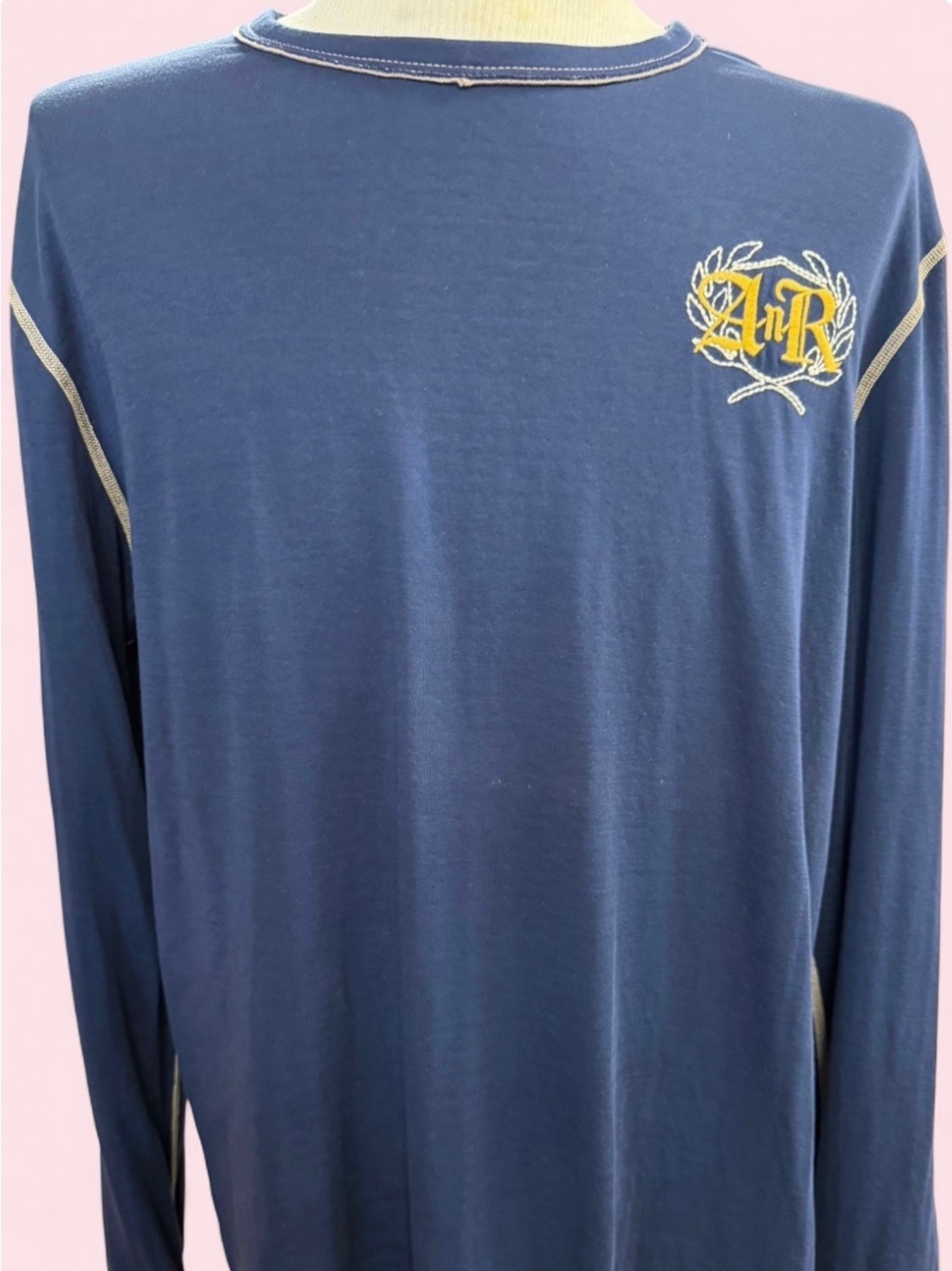 Alp N Rock Navy Long Sleeve Tee with Yellow Crest